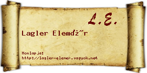 Lagler Elemér névjegykártya